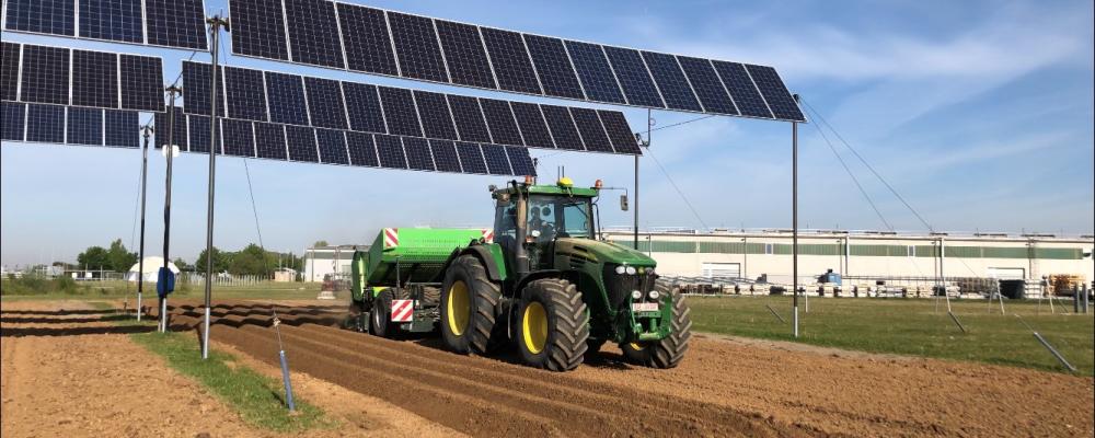 Tysk test av så kallad agrivoltaik. Foto: Fraunhofer-Institut.