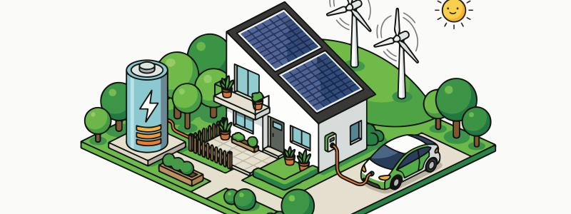 Illlustration över enrgikällor. Illustration av: Alghozy / Unsplash