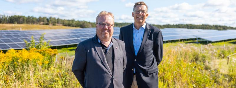 Invigningen av solparken i Kikås, Stefan Gustafsson och Christian Schwartz. Foto: Skvader Media