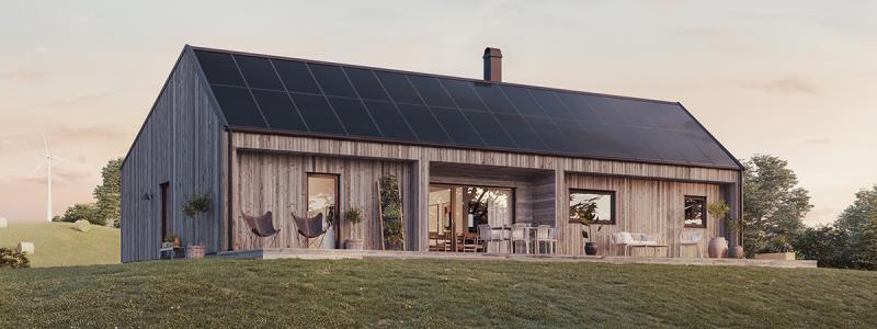 Raymonds Smart Solar Roof ™ pryder taket på Fiskarhedenvillans hus "Lysglimt". Foto: Raymond