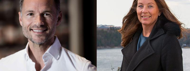 Thomas Sparrmo, tillträdande VD Solkompaniet och Marie Fossum Strannegård, styrelseordförande Solkompaniet
