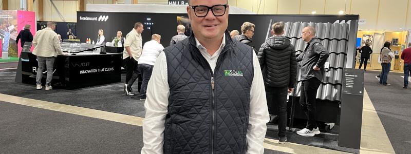 Mikael Wanland och hans kollegor på Solelgrossisten medverkade på solenergimässan Elmia Solar i Jönköping, denna gång dock utan egen monter.