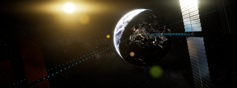 Illustration av solpaneler i rymden. Bild: Andreas Treuer/ESA