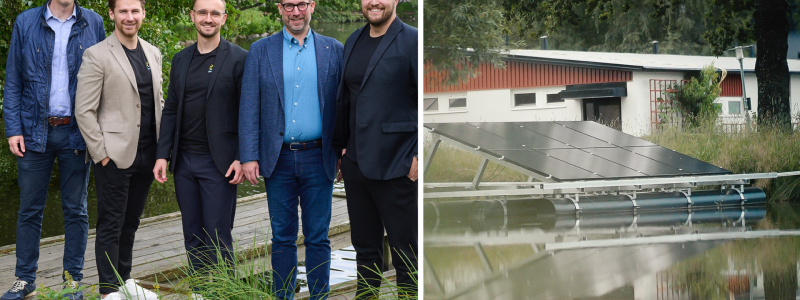 Teamet bakom Sunsurf Solar tillsammans med investerarna Fredrik Nyberg och Martin Norling. Foto: Sunsurf Solar