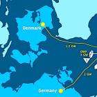 Energiö Bornholm återupptas. Danmark bidrar med cirka 42 miljarder kronor medan Tyskland finansierar 70 procent av stödet till havsvind. Karta: Energiö-projektet