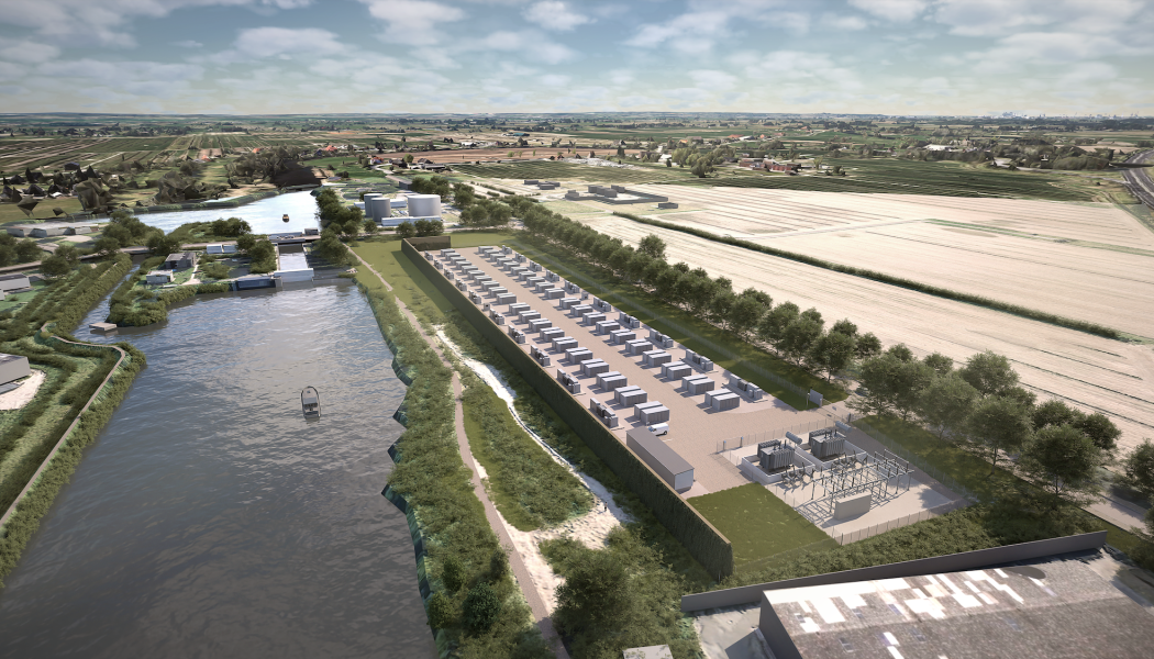 Avtalet stödjer finansieringen av Hamburgs största batterilagringsprojekt (100 MW / 400 MWh), utvecklat internt av Flower. (Renderad bild). Pressbild: Flower