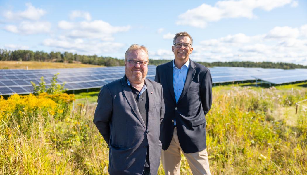 Invigningen av solparken i Kikås, Stefan Gustafsson och Christian Schwartz. Foto: Skvader Media