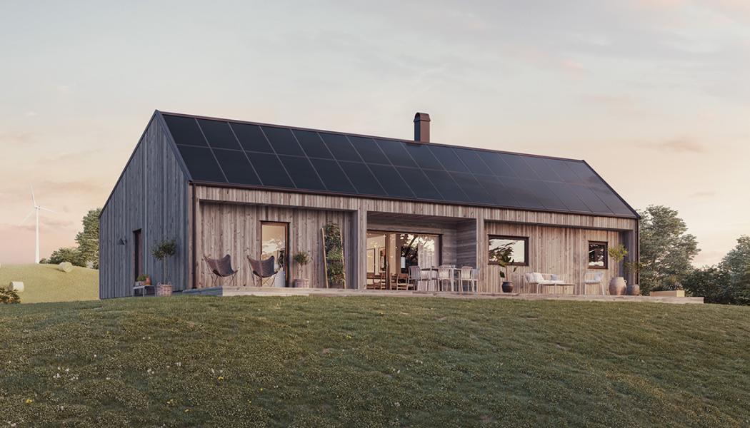 Raymonds Smart Solar Roof ™ pryder taket på Fiskarhedenvillans hus 