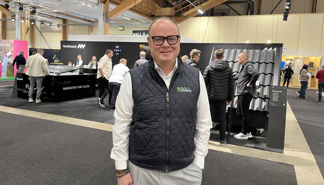 Mikael Wanland och hans kollegor på Solelgrossisten medverkade på solenergimässan Elmia Solar i Jönköping, denna gång dock utan egen monter.