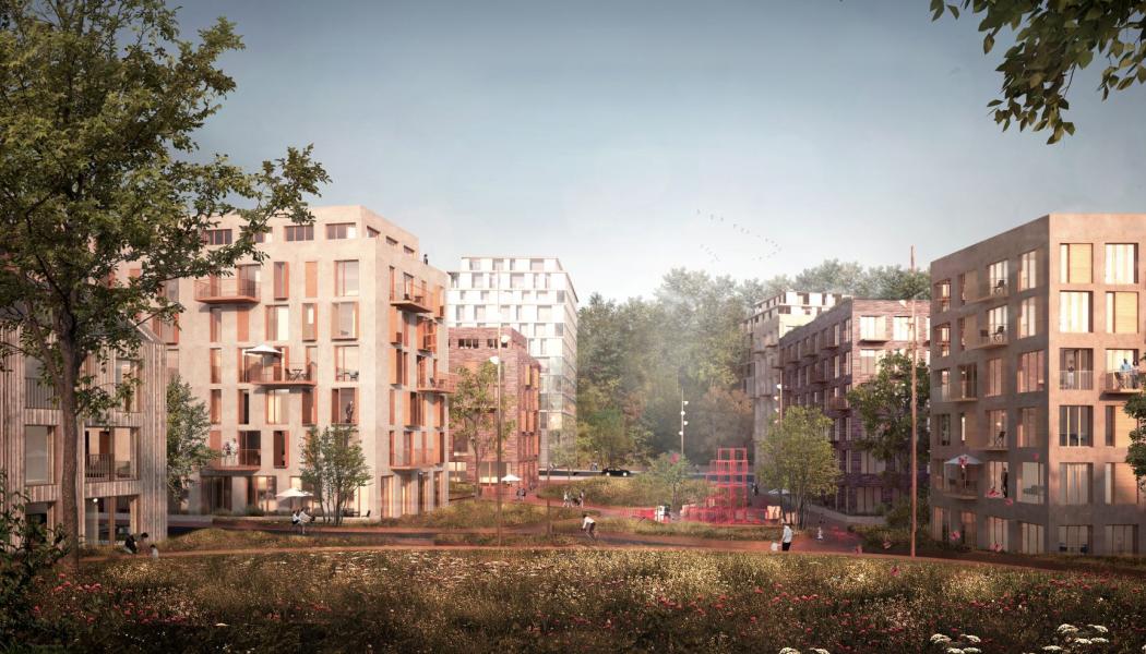 Slagsta Strand ligger vid Mälaren i Botkyrka. Projekt Slagsta Strand har utvecklats av Botvid Holding och finansieras av NREP, som också kommer att förvalta de färdiga bostäderna. Det omfattar 599 moderna hyresrätter där näst intill samtliga får egen balkong eller uteplats, och vissa får utsikt över Mälaren. Foto: NREP