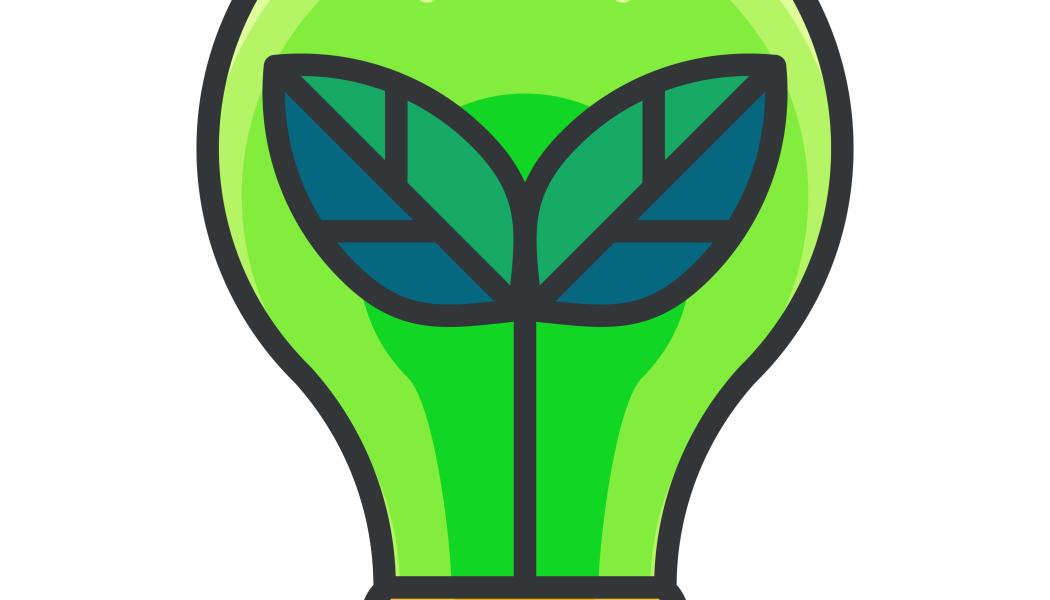 Illustration av glödlampa med en växt i.  Illustration av:   Round Icons  / Unsplash