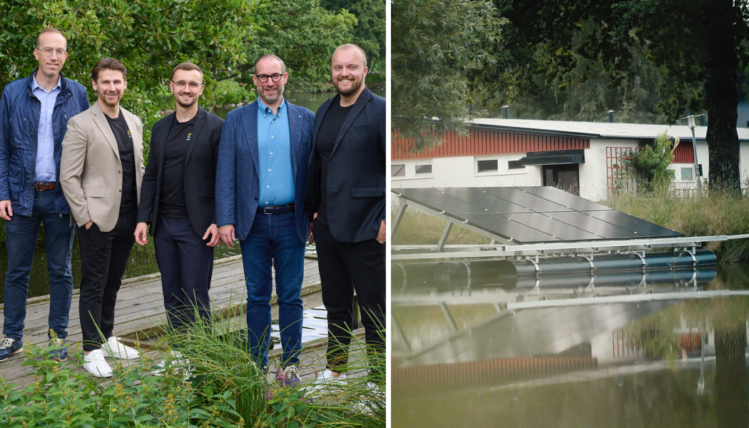 Teamet bakom Sunsurf Solar tillsammans med investerarna Fredrik Nyberg och Martin Norling. Foto: Sunsurf Solar