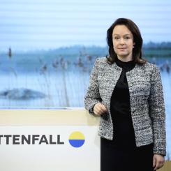 Janerik Henriksson/TT: Vattenfalls vd Anna Borg presenterar företagets delårsrapport. Arkivbild.