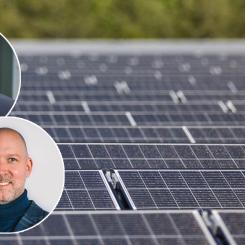 André Nylén, Key Account Manager på Soltech Energy Solutions och Niklas Leweus, Strategisk Key Account Manager på Öresundskraft. Foto: Soltech Energy Solutions
