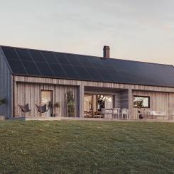 Raymonds Smart Solar Roof ™ pryder taket på Fiskarhedenvillans hus "Lysglimt". Foto: Raymond