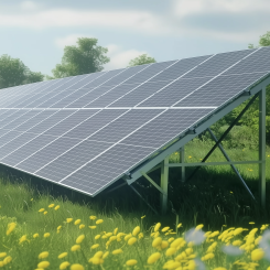Markbaserad solcellsanlaggning. Pressbild: KP Energy