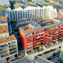 Projektet Barkarby SIX som BRABO byggt med solpaneler som bidrar till fastighetens elförsörjning. Bild: BRABO