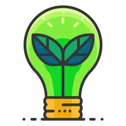 Illustration av glödlampa med en växt i.  Illustration av:   Round Icons  / Unsplash