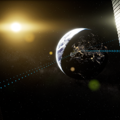 Illustration av solpaneler i rymden. Bild: Andreas Treuer/ESA