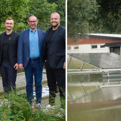 Teamet bakom Sunsurf Solar tillsammans med investerarna Fredrik Nyberg och Martin Norling. Foto: Sunsurf Solar