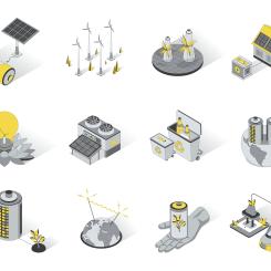 Illustration över olika energikällor. Bild skapad av: VectorElements / Unsplash